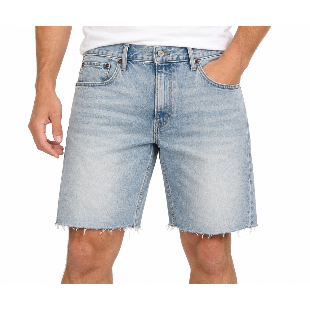 Lucky Brand Men Loose Short Light Wash Raw Hem Denim Shorts Size 38 NWT
